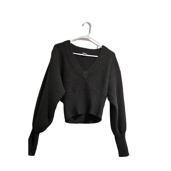 Express Black V-Neck Sweater with Ribbed Cuffs - Picture 7 of 10